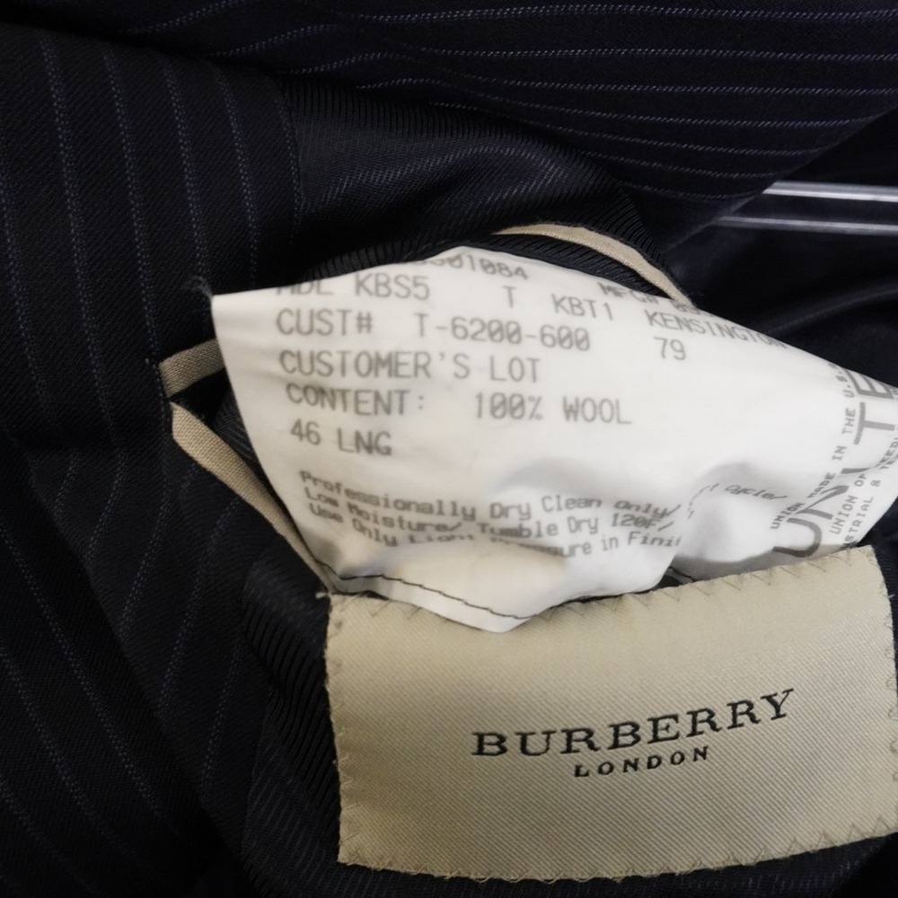 Burberry Pinstripe 100% Wool Blazer Jacket Sports Coat Dark Navy Men's Sz 46L - Picture 10 of 12